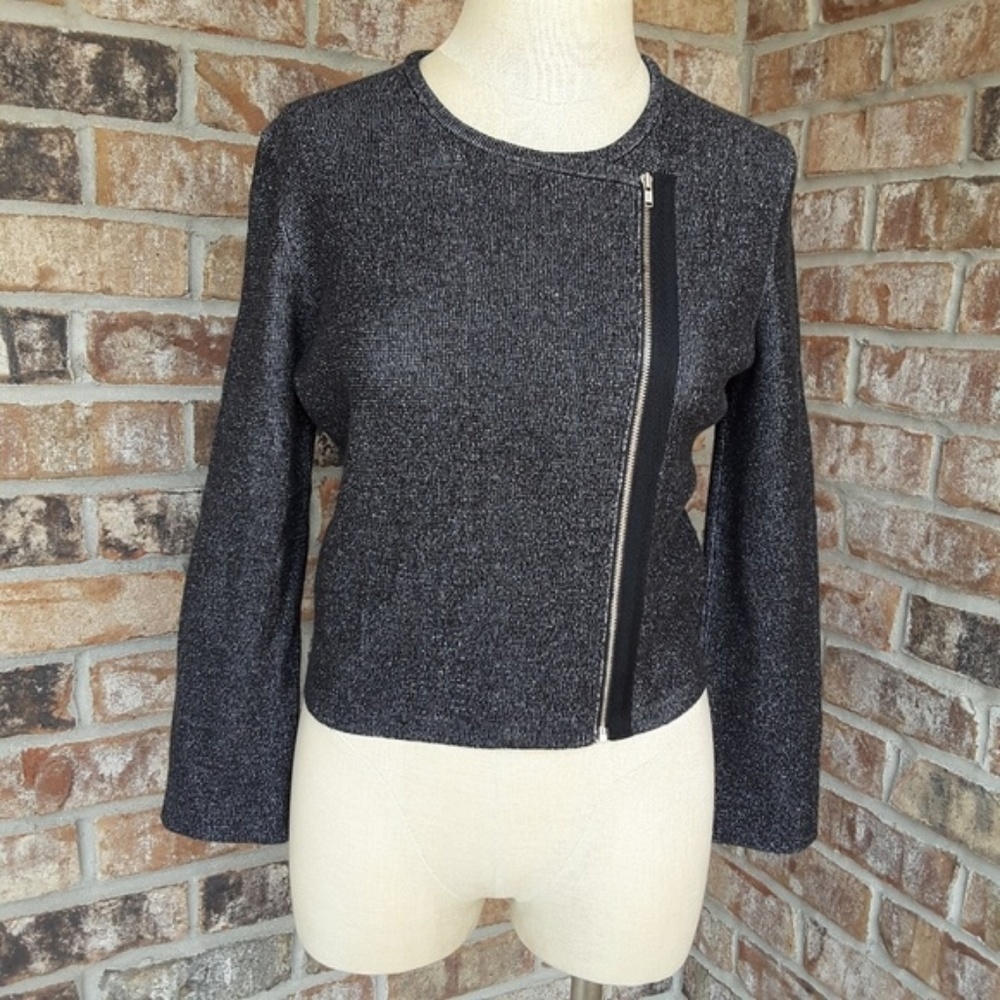 EUC Theory Zip-Up Long Sleeves Moto Jacket Gray XS